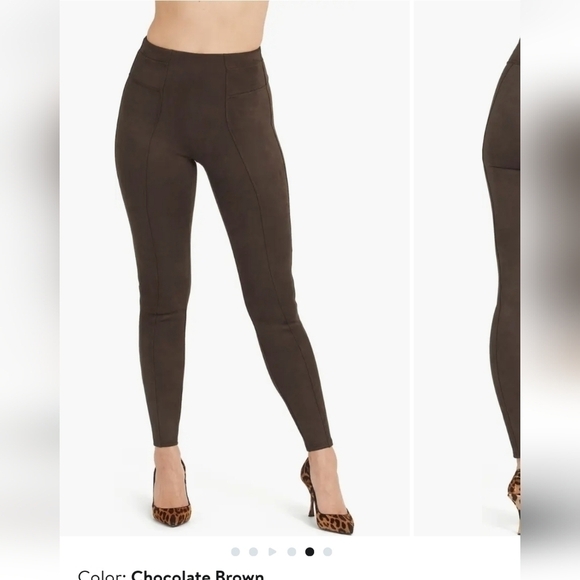 Spanx High Waist Faux Suede Leggings in Chocolate Brown, sz Large - Picture 1 of 16